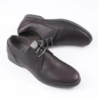 Salvatore Ferragamo Dark Brown Grained Leather Derby US 11 Dress Shoes New • $349