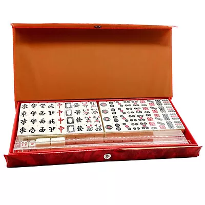 Traditional Chinese Mahjong 144 Mini Tiles Set Travel Party Game Portable Box • £19.94