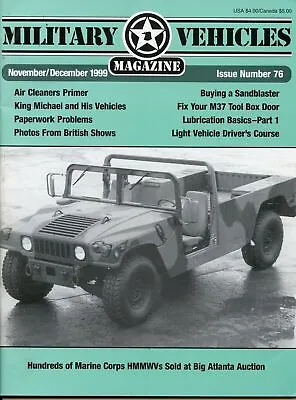 Military Vehicles Magazine Nov/Dec 1999 Issue 76 Air Cleaners Primer • $6.99