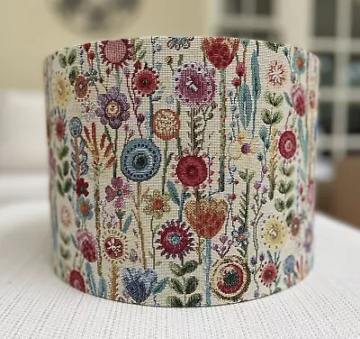 Modern Flowers Tapestry Fabric Lamp Shade Pretty Floral Leaves Vibrant Colours • £29