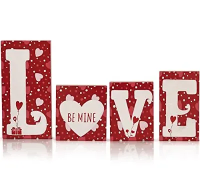 Ornativity Red Wooden Love Blocks - Valentine's Day Romantic Heart Wood Lette... • £35.96