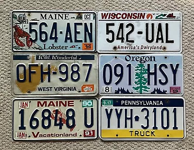 Lot Of 6 United States License Plates Maine Lobster West Virginia Wisconsin+++ • $0.99