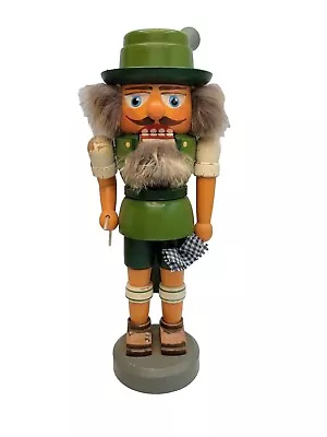 West German Germany Wooden Nutcracker Man Statue Handmade Painted 9-1/2  Vintage • $23