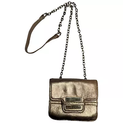 Z Spoke Zac Posen Americana Gold Metallic Leather Chain Mini Crossbody Bag • $45