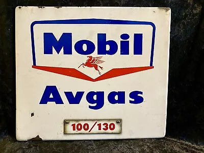 Original Mobil AV Gas Pump PlatePorcelain SignSuper RARE 1950’s Aircraft Fuel • $455