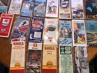 Large Lot  44 Vintage Us Road Maps 1940's Thru 1970's Oil-aaa-state All Sleeved • $42.99