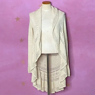 Beverly Drive Vintage Ivory Crochet Knit Coat Duster Sweater Women's Size 1X • $31.99