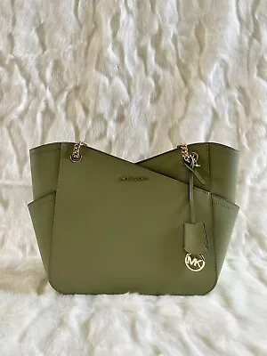 Michael Kors Jet Set Travel Large Chain Shoulder Tote + Dustbag (Light Sage) • $138