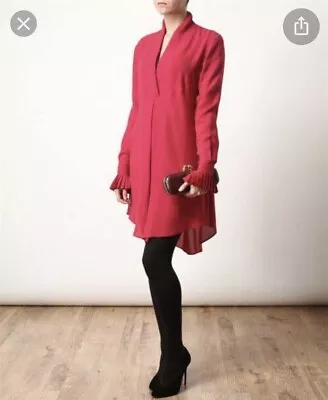 $180 • Buy Alexander Mcqueen Red Silk Tunic Dress 10-12