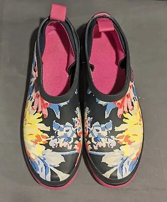 Joules Womens Pop On Welly Clogs Size US9 Floral Print Blue Rain Outdoor Slip On • $22