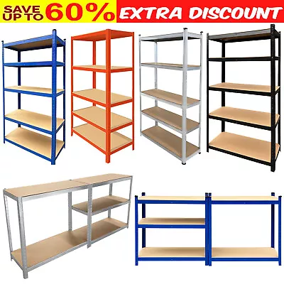 Heavy Duty Metal Garage Shelving Unit 5 Tiers Boltless Utility Storage Racking • £21