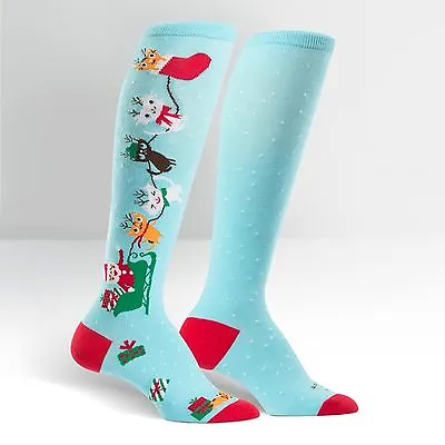 Nwt Sock It To Me Jingle Cats Christmas Knee High Socks Derby New Stylish Fun • $18
