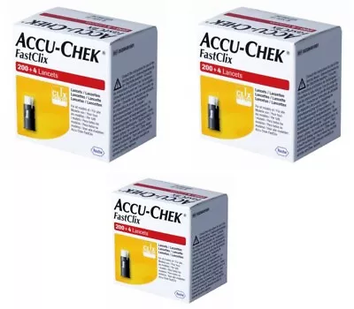 Blood Test Strips - Accu-Chek FastClix - Total 200 + 4 Lancets - Pack Of 3 • £33.50