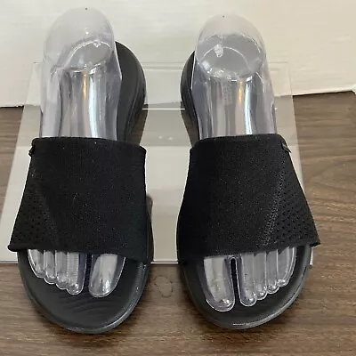 Skechers GoGa Mat Womens 8 Black Fabric Cushion Insole Slide Sandals Comfort • $14.22