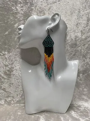 Native American Style Earrings Beaded Jewellery Handmade UK Many Colours Fringed • £14.99