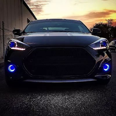 White LED Angel Eye Fog Lamps Halo Driving Light Kit For Hyundai Veloster Turbo • $119.98