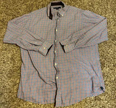 Cremieux Shirt Mens Large Blue Red Plaid Long Sleeve Button Up Classics Work • $5.99