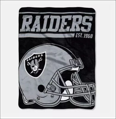 New NFL Raiders Official Football Super Plush Throw Blanket 46x60 • $23.97