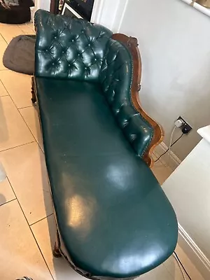 Antique Green Leather Chaise Longe Great Condition  • £48.70