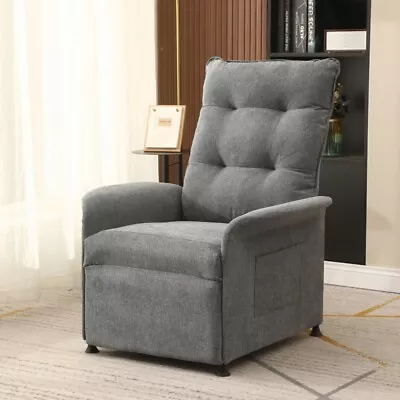 Electric Power Recliner Recliner Chair Grey Fabric Sofa Living Room Armchair • £95.99