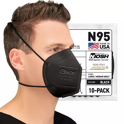 BNX N95 Mask Black MADE In USA Particulate Respirator Protective Face Mask (10-P • $26.95