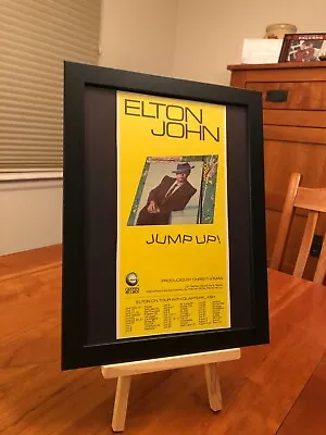 BIG 9x12 FRAMED ORIGINAL ELTON JOHN  JUMP UP  LP ALBUM CD AD W/ 1982 TOUR DATES! • $34.95