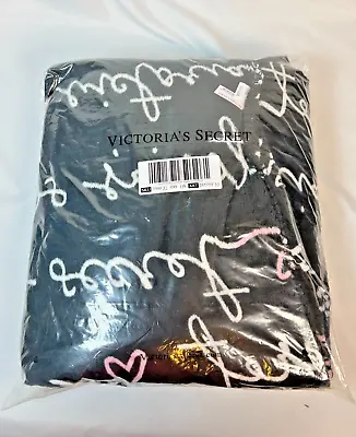 Victoria's Secret Black Fleece Throw Blanket 50 X 60 - New - Soft - Brown - Pink • $24.49