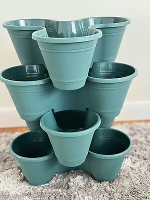 Stackable Vertical Planter Plastic 4 Tier Garden Herb Flower Pots Indoor Outdoor • $32.99