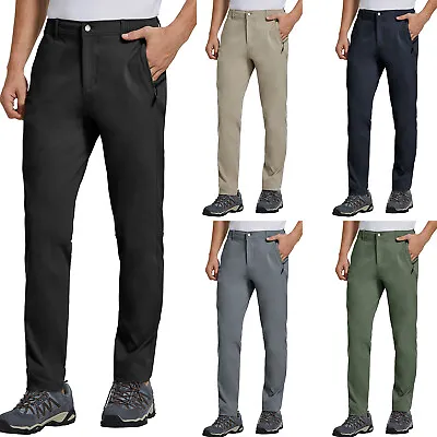 Men's Dress Pants Slim Fit Stretch Chino Tapered Zipper Pockets Workwear Trouser • $24.99