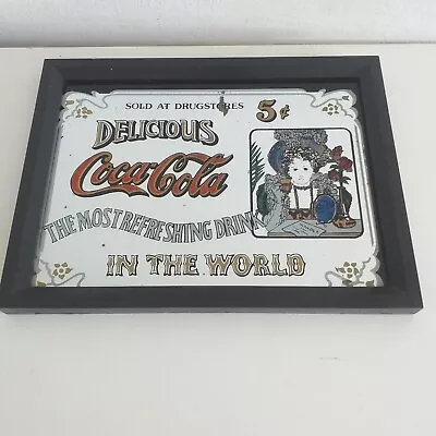 Vintage Rare Coca Cola Framed Mirror Breweriana Pub Bar Man Cave 11” X 8” • £13.99