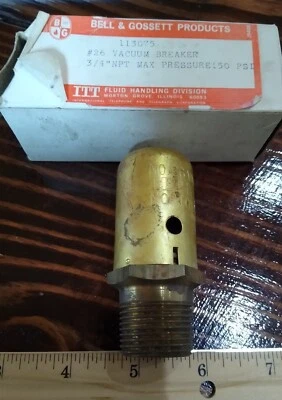 $59.99 • Buy NOS Bell & Gossett 113075 #26 Vacuum Breaker 3/4  MNPT Max 150psi