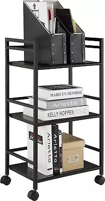 3-Shelf Rolling Cart Heavy Duty Metal Utility Cart Storage Kitchen Trolley Black • $24.49