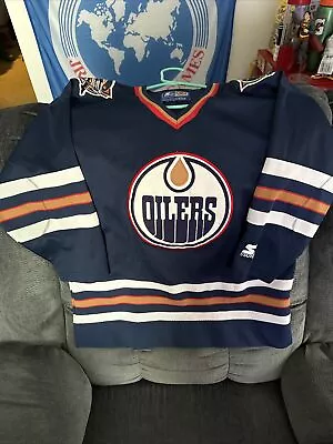 Vintage 90s Starter NHL Edmonton Oilers Hockey Jersey Boys YOUTH Size L/XL • $12.62