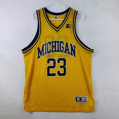 Vintage Starter Michigan Wolverines Basketball Jersey Mens Large 48 Yellow #23 • $43.99