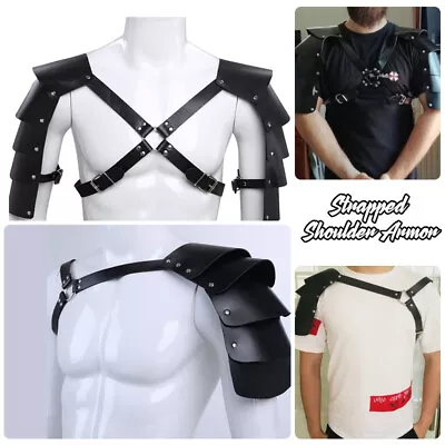 Medieval PU Leather Shoulder Armor Gladiator Battle Knight Pauldrons Costume • $18.73