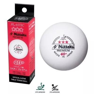 Nittaku Premium 40+ 3 Stars Table Tennis Balls Pack Of 3 (MADE IN JAPAN) • $11.24