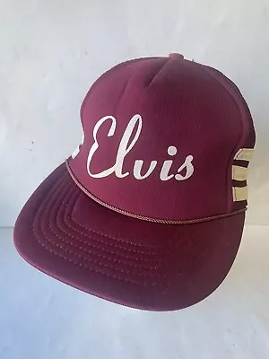 Vintage Elvis Snap Back Hat Three Stripe Rope Trim Trucker Cap Elvis Presley • $52.95