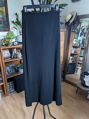 SAKS FIFTH AVENUE Black Extra Fine Merino Wool Pull On Long Maxi Skirt Elastic  • $35