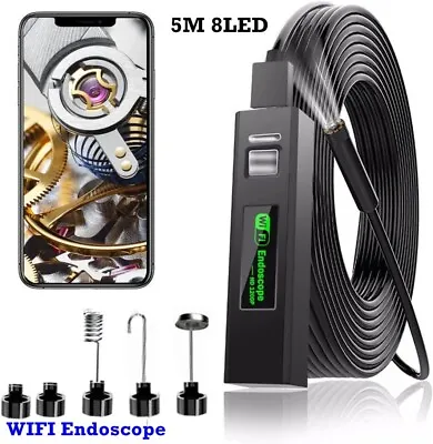 5M 8LED Wifi Endoscope Borescope Inspection Camera Scope For IPhone Android • £19.99