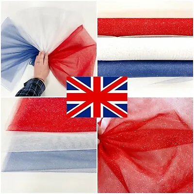 £3.95 • Buy Coronation Glitter Tulle Fabric Soft Netting Sparkle Net British Tutu For Dress