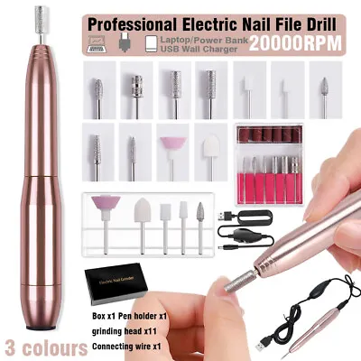 Electric Nail Drill Portable Nail Art Pen Machine Kit Manicure Pedicure Tool Set • £12.67