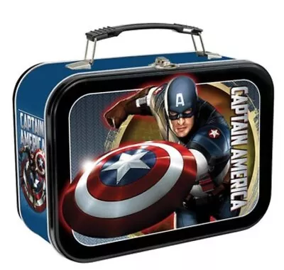 2010 Vandor CAPTAIN AMERICA First Avenger Marvel TIN Tote LUNCH BOX 26070 • $22.95