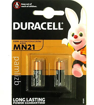 Duracell MN21 Battery  12v  A23   GP23A V23GA 3LR50  Alkaline  2 X Expiry 2028 • £3.99