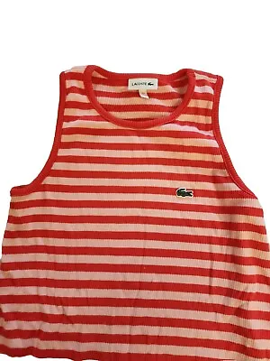 Lacoste Striped Ribbed Size 10 56 Inch Cotton Sleevess Dress • £24.12
