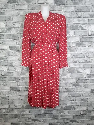 Eastex Heirloom Dress Size 16 Polka Dot Pleated 80s 90s Midi • £34.99