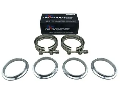 $79.95 • Buy 4  V-Band Stainless 2 Clamps 4 Flanges Exhaust Turbo Downpipe Intercooler Set