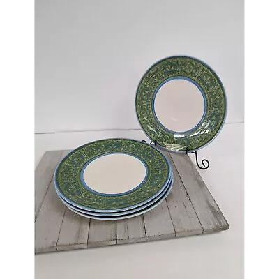 Vintage Royal Ironstone BLUE EDGE By Royal China Set Of 4 Dinner Plates Set #2 • $24.97