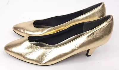 Naturalizer Vintage Heels Womens 8 Jewel Gold Pump 2.5  High Metallic Dress Shoe • $26.39