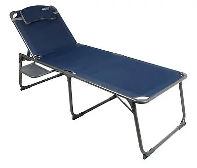 Quest Ragley Pro Lounge Bed With Table Blue Camping Garden Outdoor • £123.95