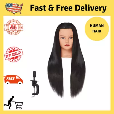 Cosmetology Mannequin Head 100% Human Hair Hairdresser Training Super Long Stand • $24.86